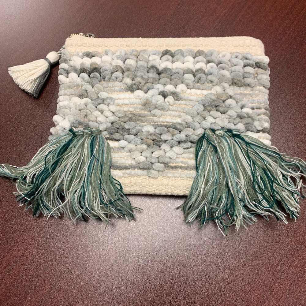 Boho Festive Woven Chevron Fringe Clutch